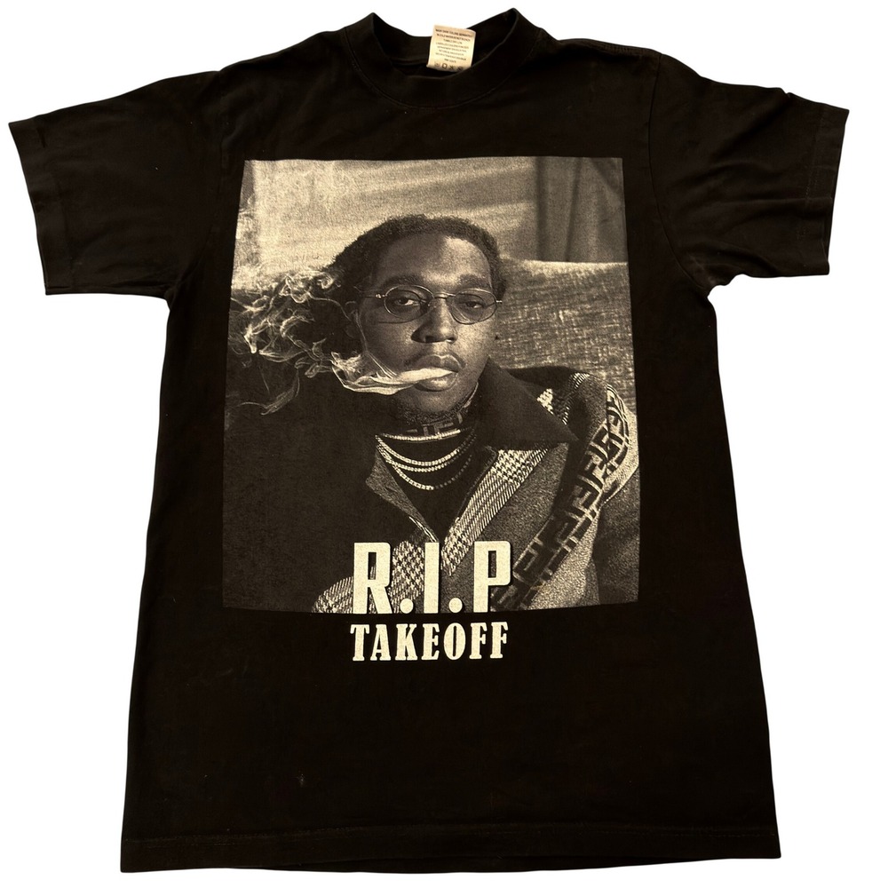 Shaka Wear RIP Takeoff Migos Graphic T-Shirt Black Super Max Heavy Mens Medium